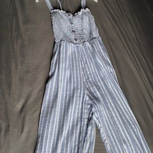 White/Blue striped jumpsuit